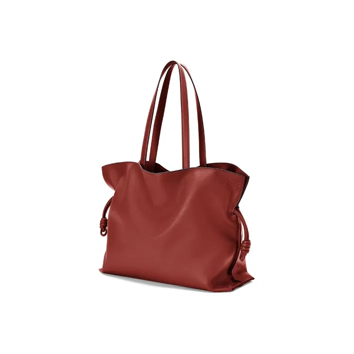 LOEWE Flamenco Nappa Cow Leather Clutch Large Size Women's Red-2