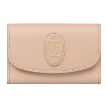 CARTIER Must De Cartier Cow Leather Key Pouch Women's Pink Beige