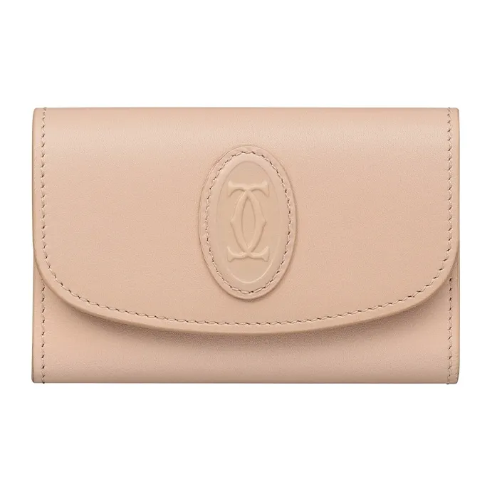CARTIER Must De Cartier Cow Leather Key Pouch Women's Pink Beige-0
