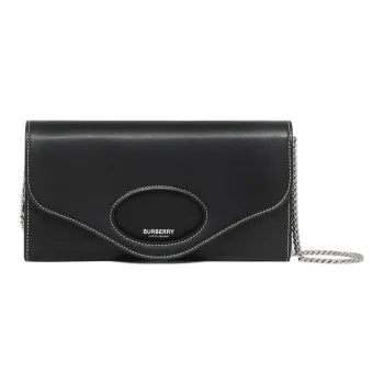 Burberry Pocket Bag Leather Envelope Bag Money Clip Card Wallet Clutch One Shoulder Handbag Mini Women's Black