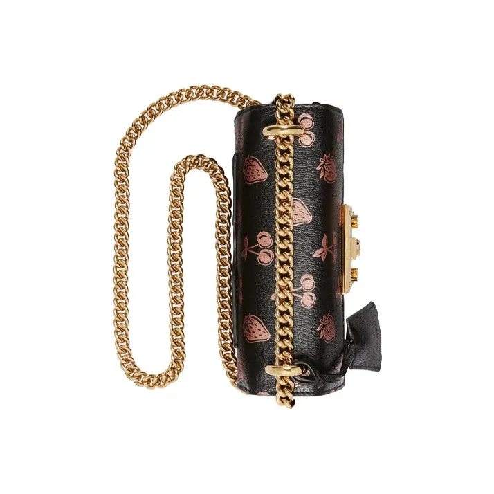 GUCCI Leather Box Bag Lock Shoulder Bag Crossbody Bag Small Size Women's Black-3