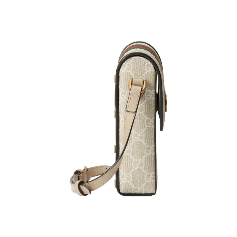 GUCCI Canvas Patchwork Leather Cigarette Case Bag Shoulder Bag Crossbody Bag Cell Phone Pouch Mini Women's White/Pink-6