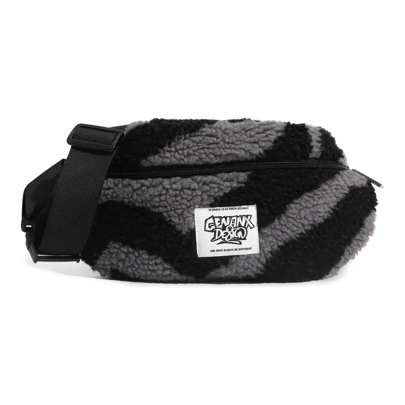 GENANX Sherpa Sling Bag Regular Unisex Black Gray-1