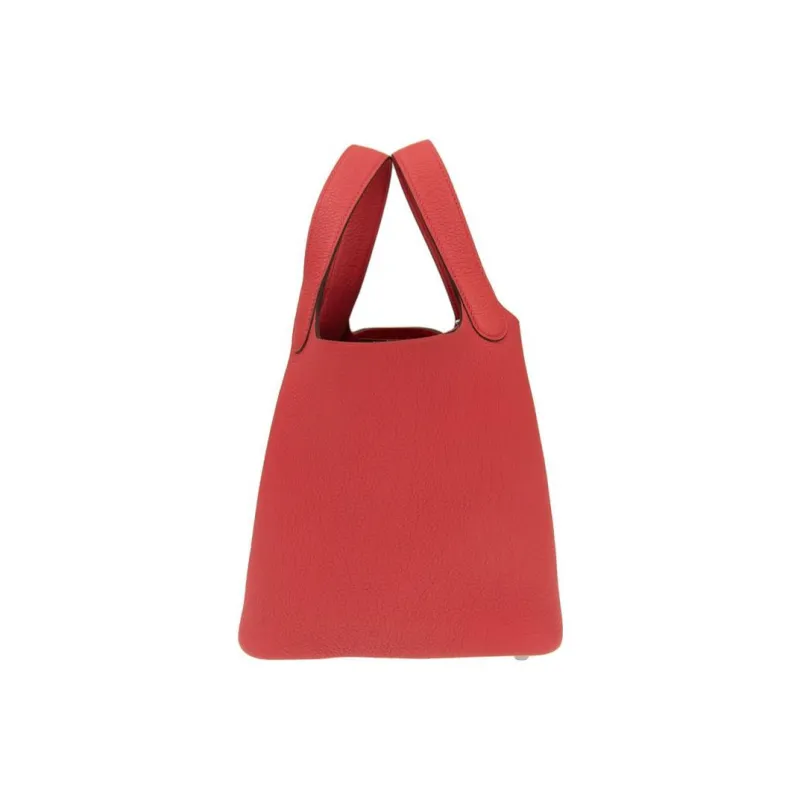 HERMES Picotin Lock Calfskin Basket Bag Bucket Bag 18 Women's Azalea Red-1