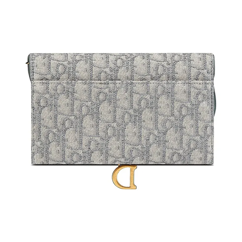 DIOR Saddle Fabric Combo Bag With Card Holder 2 in 1 WOC Wallet One Shoulder Handheld Handbag Regular Women's Gray-3