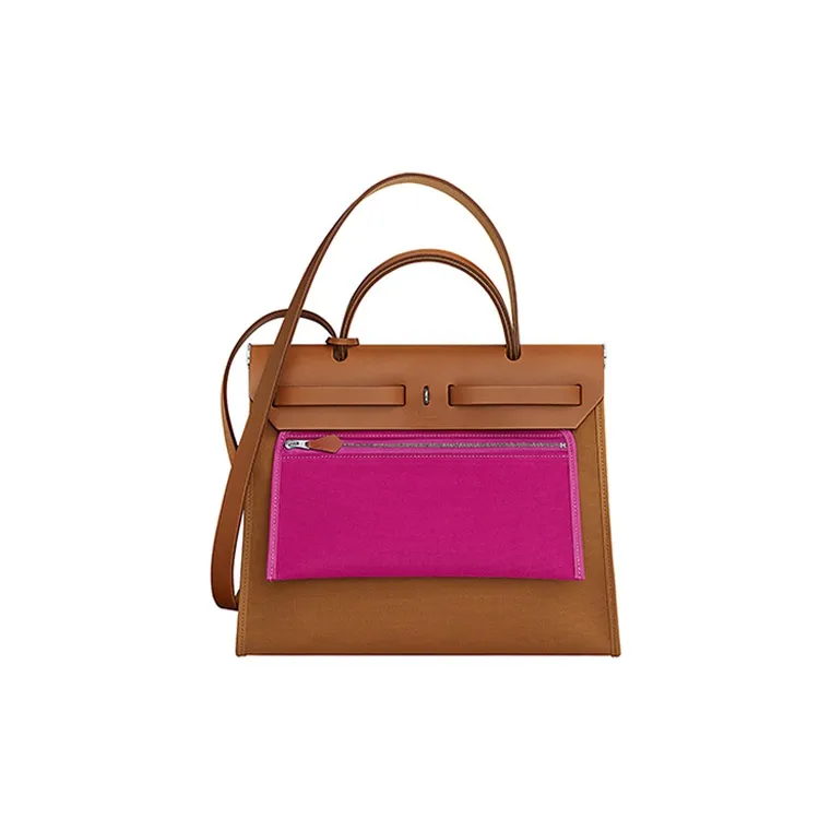 HERMES Herbag Leather Handbag Shoulder Bag Crossbody Bag Unisex Sand/Orchid Pink-2