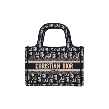 DIOR BookTote Canvas Bag, Tote Bag, Shopping Bag, Handbag Mini Women's Denim Blue/Beige