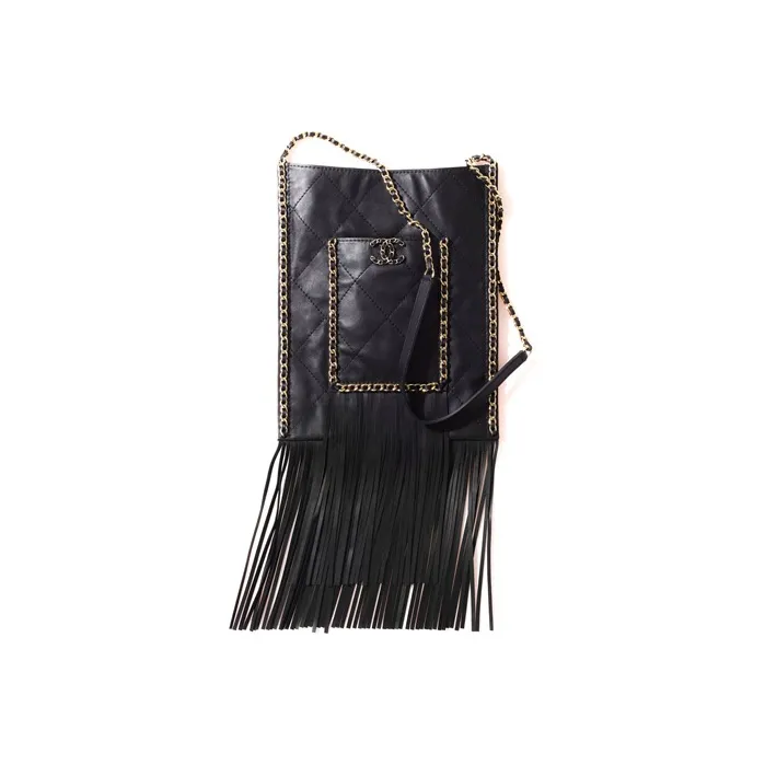 CHANEL Calfskin Shopping Bag, Shoulder Bag Women's Black-0