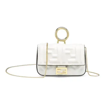 FENDI Sheepskin Baguette Bag, Coin Purse, Crossbody Bag, Shoulder Bag Extra Mini Women's White