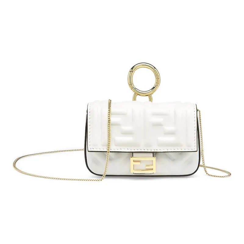 FENDI Baguette Sheepskin Baguette Bag, Coin Purse, Crossbody Bag, Shoulder Bag Extra Mini Women's White-0