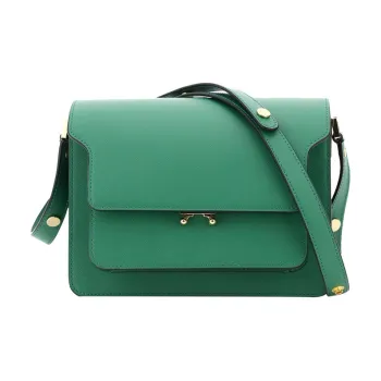 MARNI Trunk Leather Handbag, Shoulder Bag Medium Size Women's Green
