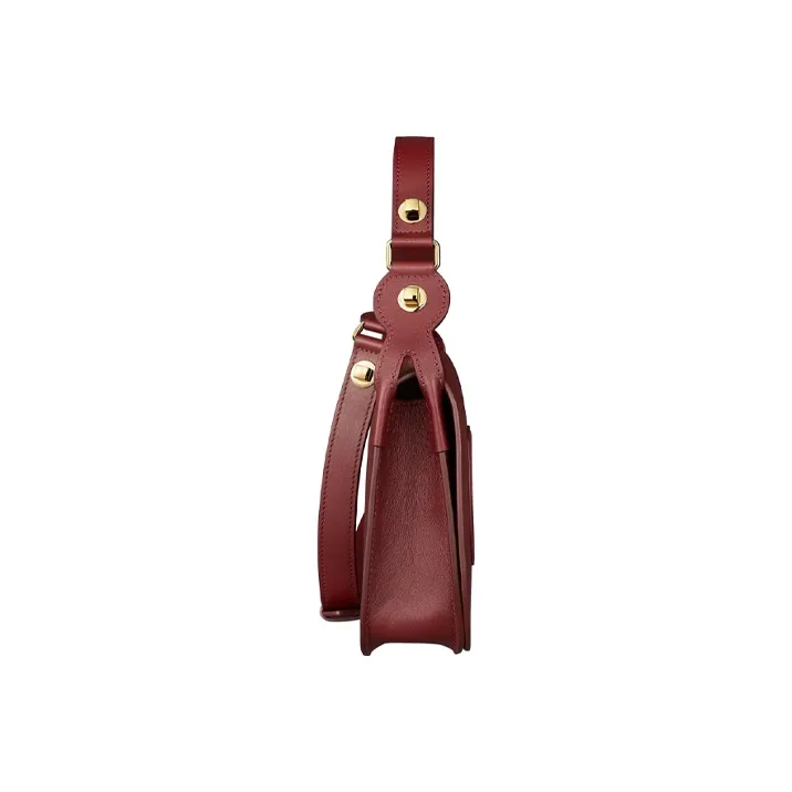 CARTIER CARNASSIÈRE Calfskin Saddle Bag Shoulder Bag Crossbody Bag Women's Burgundy-1