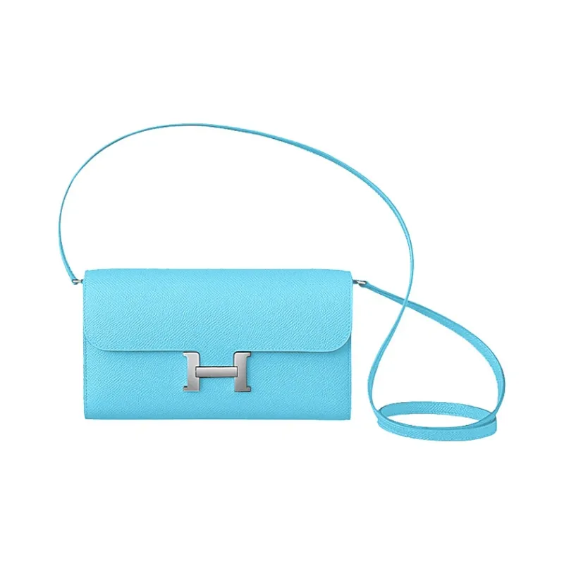 HERMES Constance To Go Epsom Calfskin Clutches Wallets Shoulder Bag Crossbody Bag Women's 3P Bleu Atoll Macaron Blue-0