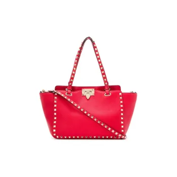 Valentino Cow Leather Tote Bag Shopping Bag Shoulder Bag Crossbody Bag Handbag Women's Red
