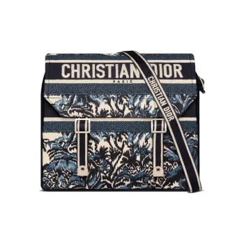 DIOR DiorCamp Embroidery Canvas Fabric Messenger Bag Shoulder Bag Crossbody Bag Regular Women's Blue