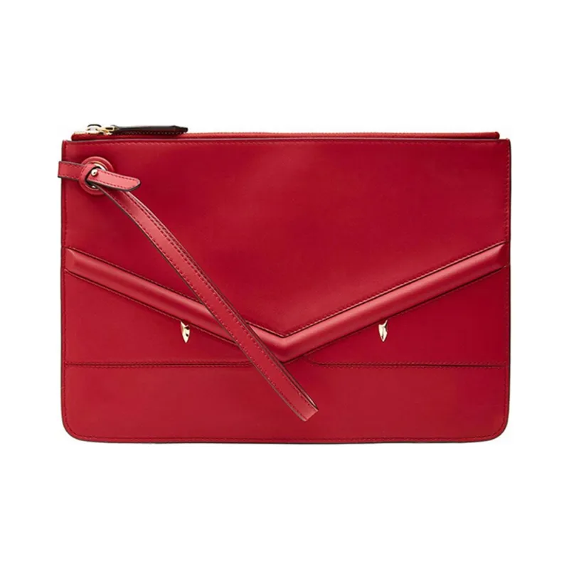 FENDI Cow Leather Clutch Women's Red-0