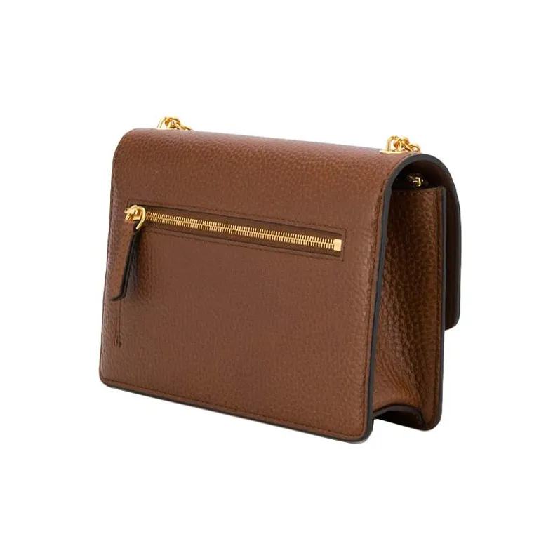 Mulberry Cow Leather Shoulder Bag Women's Brown-1