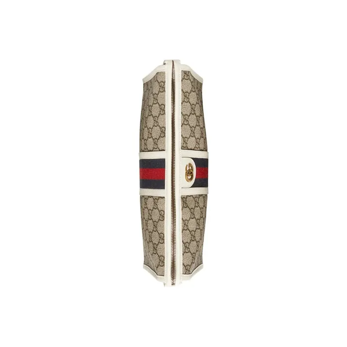 GUCCI Canvas With Leather Toiletry Bag Clutch Women's Ebony, White-4