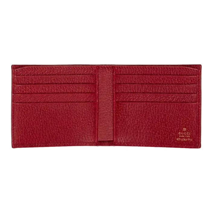 GUCCI Doraemon Doraemon Collaboration Canvas With Leather Wallet Unisex Ebony & Red-3