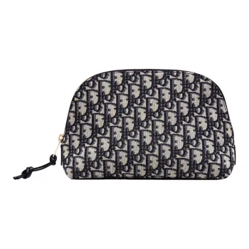 DIOR Canvas Canvas Bag Makeup Pouch Travel Storage Clutch Women's Blue