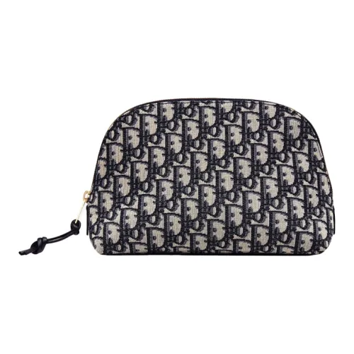 DIOR Canvas Canvas Bag Makeup Pouch Travel Storage Clutch Women's Blue