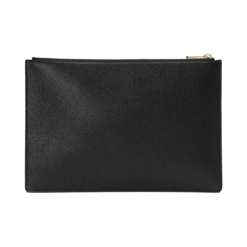 GUCCI Zumi Grained Leather Clutch Large Size Women's Black-2