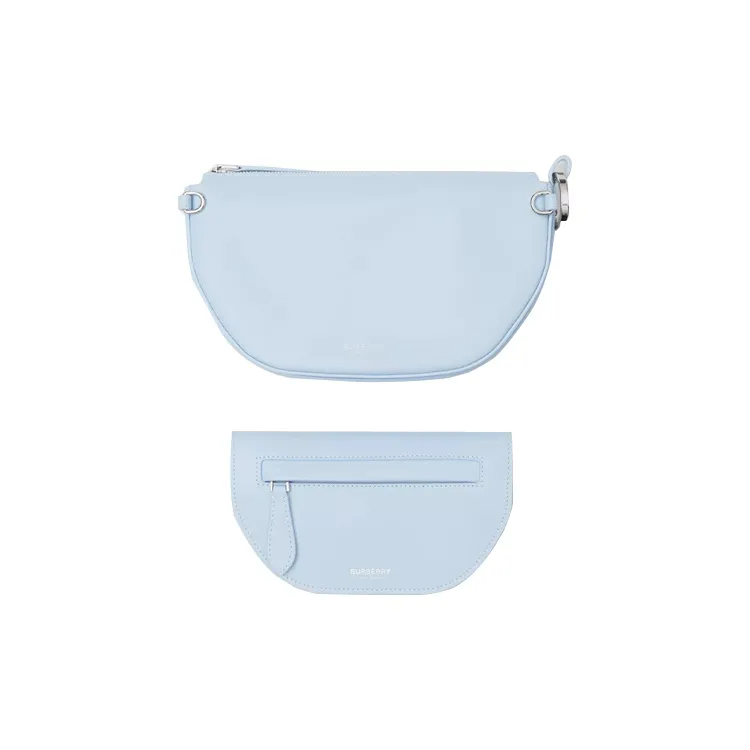 Burberry Calfskin Mia Bag Half Moon Bag Portable Handheld Shoulder Bag Mini Women's Light Blue-4