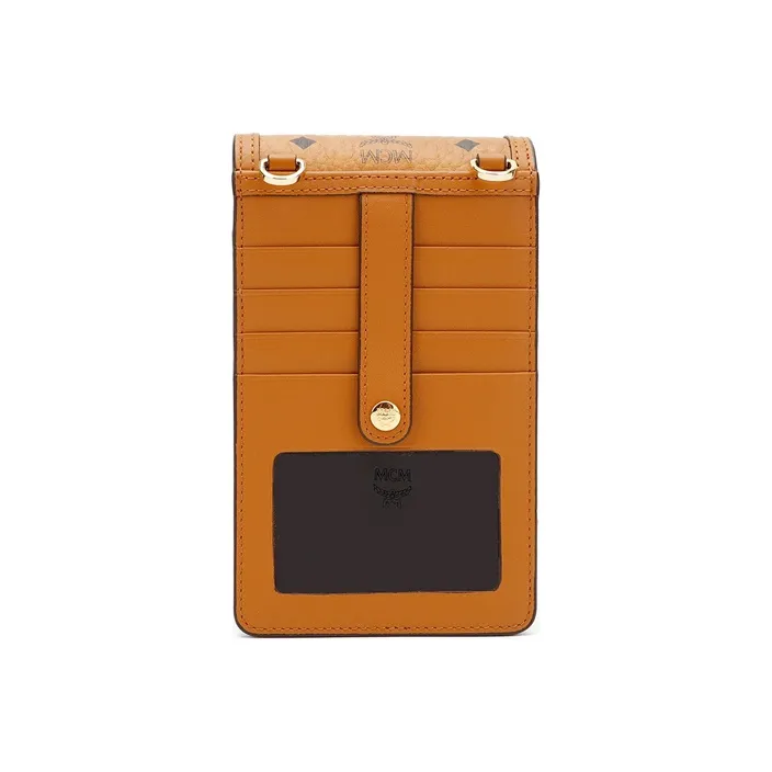 MCM Patricia Visetos Artificial Leather Box Bag, Cell Phone Pouch, Shoulder Bag, Crossbody Bag Regular Women's Cognac-2