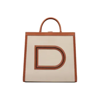 Delvau Canvas With Leather Canvas Bag Tote Bag Shopping Bag Handbag Regular Unisex White/Brown