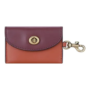 COACH Originals Leather Clutches Wallets Card Holders Mini Women's Orange Red & Purple