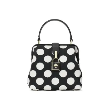 Kate Spade Remedy Fabric Doctor Bag Shoulder Bag Crossbody Bag Handbag Small Size Women's Black With White Polka Dots