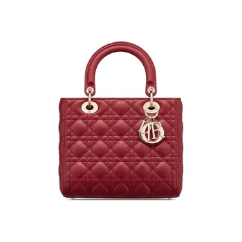 DIOR Lady Dior Sheepskin Lady Dior Bag, Shoulder Bag, Crossbody Bag, Handbag Medium Size Women's Cherry Red