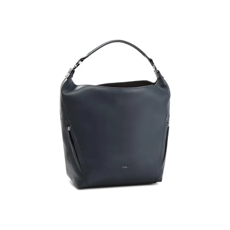 Furla Lady Leather Handbag Large Size Women's Navy-0