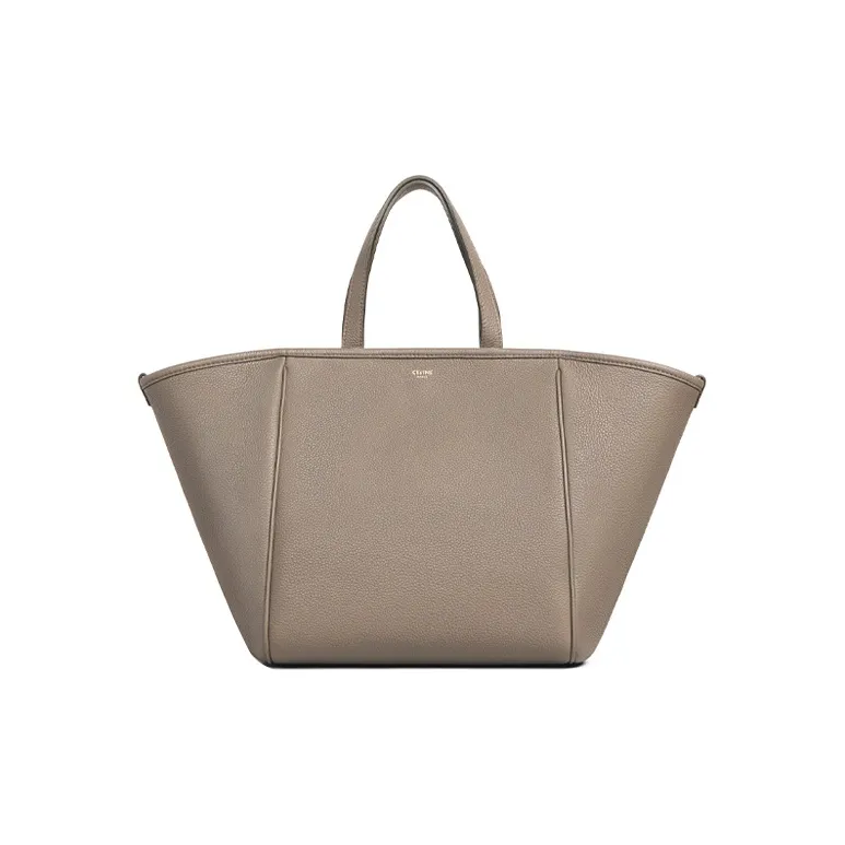 CELINE Cabas Grained Calfskin Tote Bag Shopping Bag Handbag Shoulder Bags Small Size Women's Taupe-3
