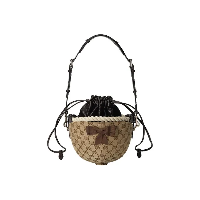 GUCCI Leather Bucket Bags Handbags Shoulder Bags Small Size Women's Ebony/Black-1