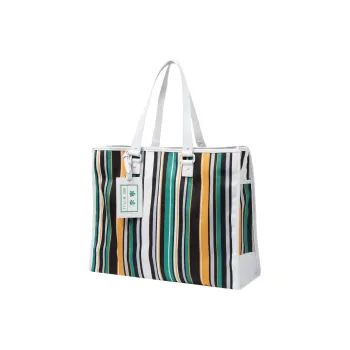 LiNing Polyester Tote Bag Shopping Bag Handbag Regular Unisex Green And Yellow Stripes
