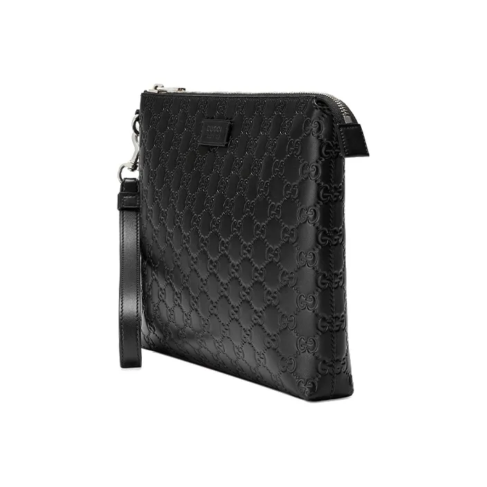 GUCCI Leather Clutch Men's Black-2