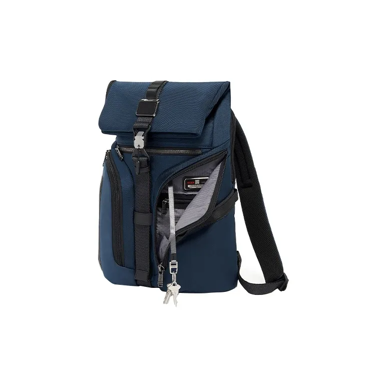 TUMI Alpha Bravo Elastic Nylon Backpack Men's Blue-2