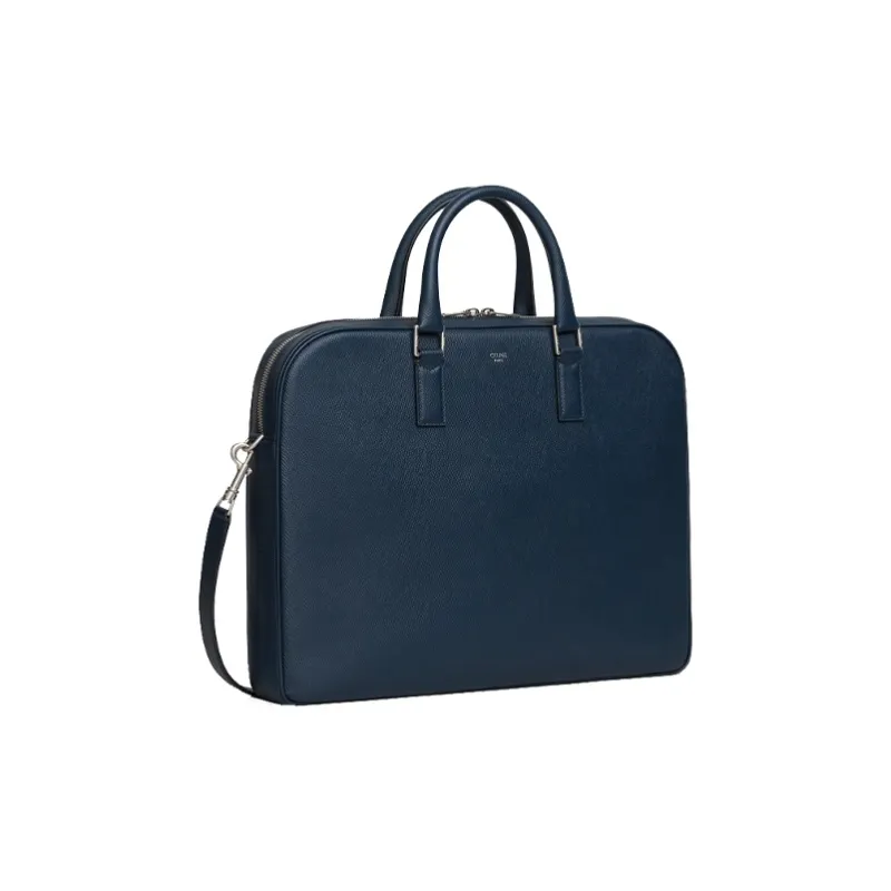 CELINE Cow Leather Briefcases Medium Size Men's Marine Blue-1