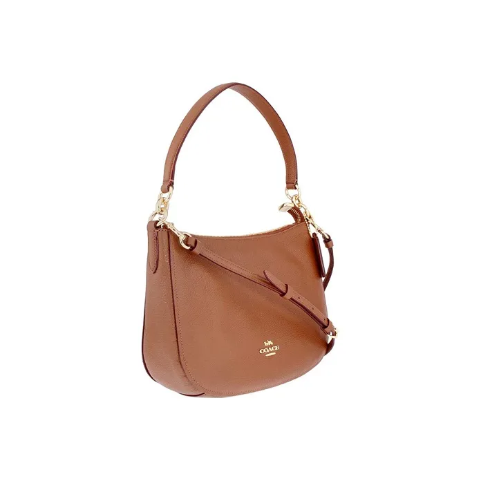 COACH Chelsea Glossy Pebbled Leather Shoulder Bag Portable Crossbody Bag Shoulder Bag Women's Brown-1