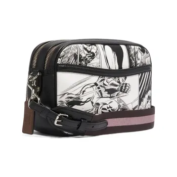 COACH Marvel Collaboration Jes Leather Camera Bags Crossbody Bags Shoulder Bags Women's Black White