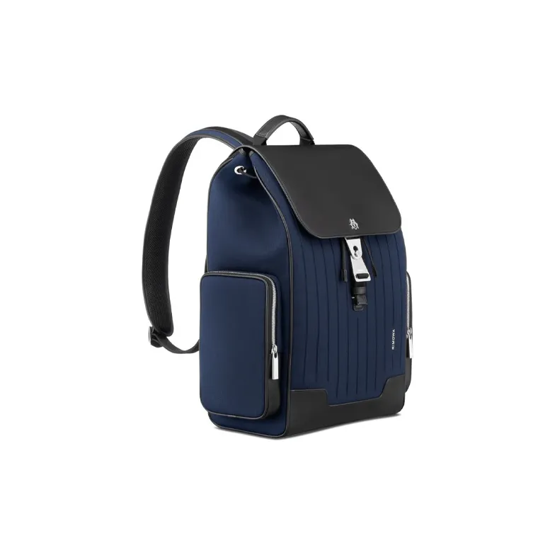 RIMOWA Never Still Canvas And Full Grain Leather Backpack Tubas Unisex Marine Blue With Black-2