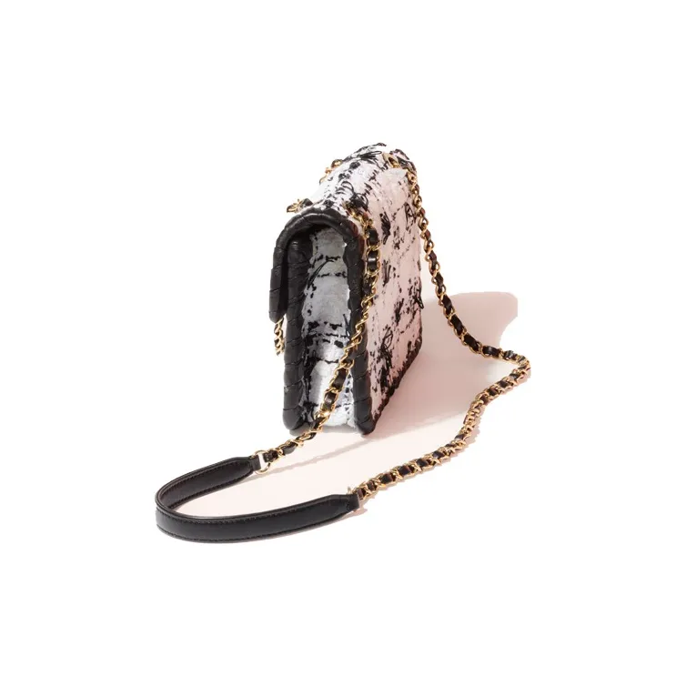 CHANEL Tweed Calfskin Trim Flap Bag, Shoulder Bag, Crossbody Bag Mini Women's Black/White-1