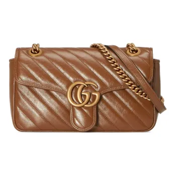 GUCCI GG Marmont Leather Chain Bag, Crossbody Bag, Shoulder Bag Women's Brown