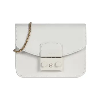 Furla Metropolis Collection Cow Leather One Shoulder Handbag Crossbody Bag Mini Women's White