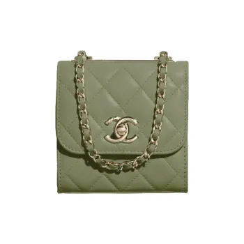 CHANEL Sheepskin Shoulder Bag Crossbody Bag Mini Women's Green