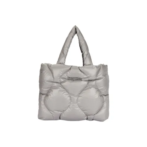 MIU MIU Nylon Fabric Tote Bag Shopping Bag Shoulder Bag Handbag Women's Gray