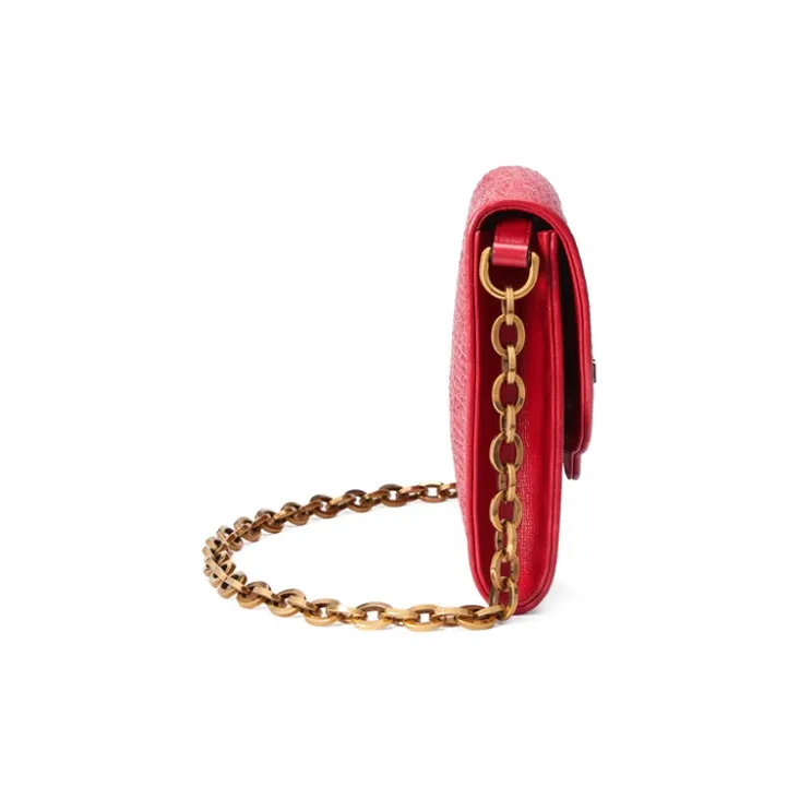 GUCCI Straw Woven With Leather Chain Bag, Shoulder Bag, Crossbody Bag Women's-3