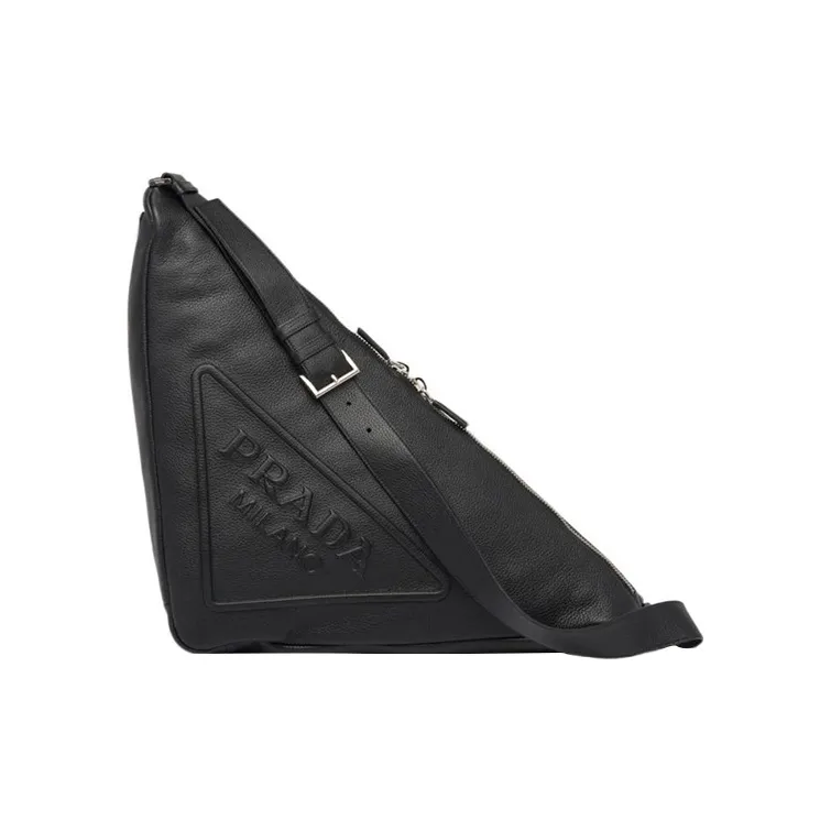 PRADA Large Leather Triangle Shoulder Bag-0