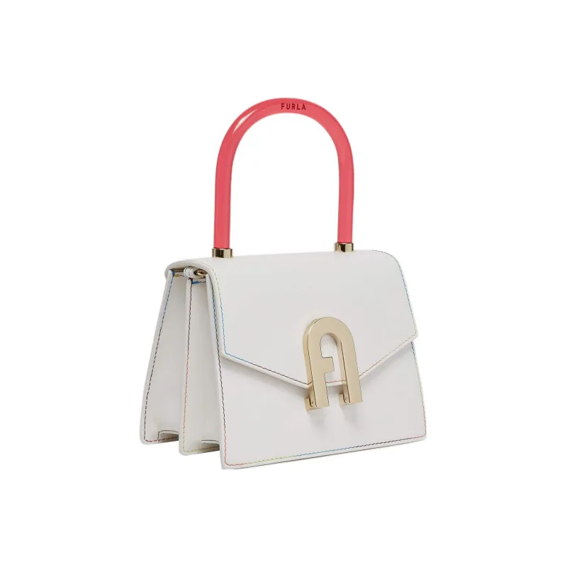 Furla Elettra Cow Leather Handbag Mini Women's White & Pink-1
